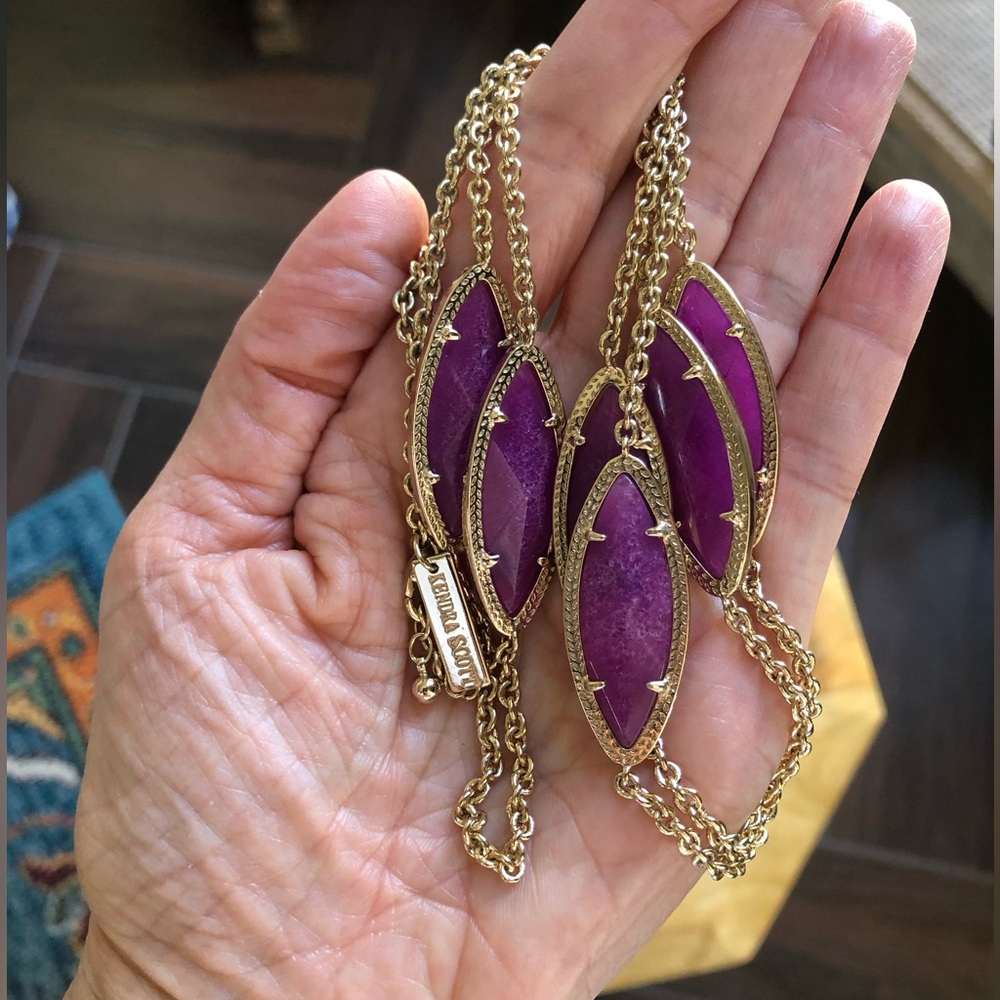 Kendra Scott Tory Necklace & Earrings Set! Purple Jade Gold - Picture 4 of 5